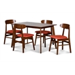 New Classic Furniture Morocco 5-Piece Mid-Century Wood Dining Set in Orange