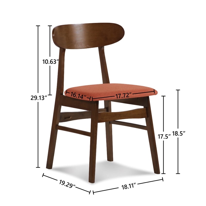 New Classic Furniture Morocco 7-Piece Mid-Century Wood Dining Set in Orange