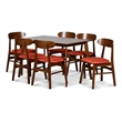 New Classic Furniture Morocco 7-Piece Mid-Century Wood Dining Set in Orange