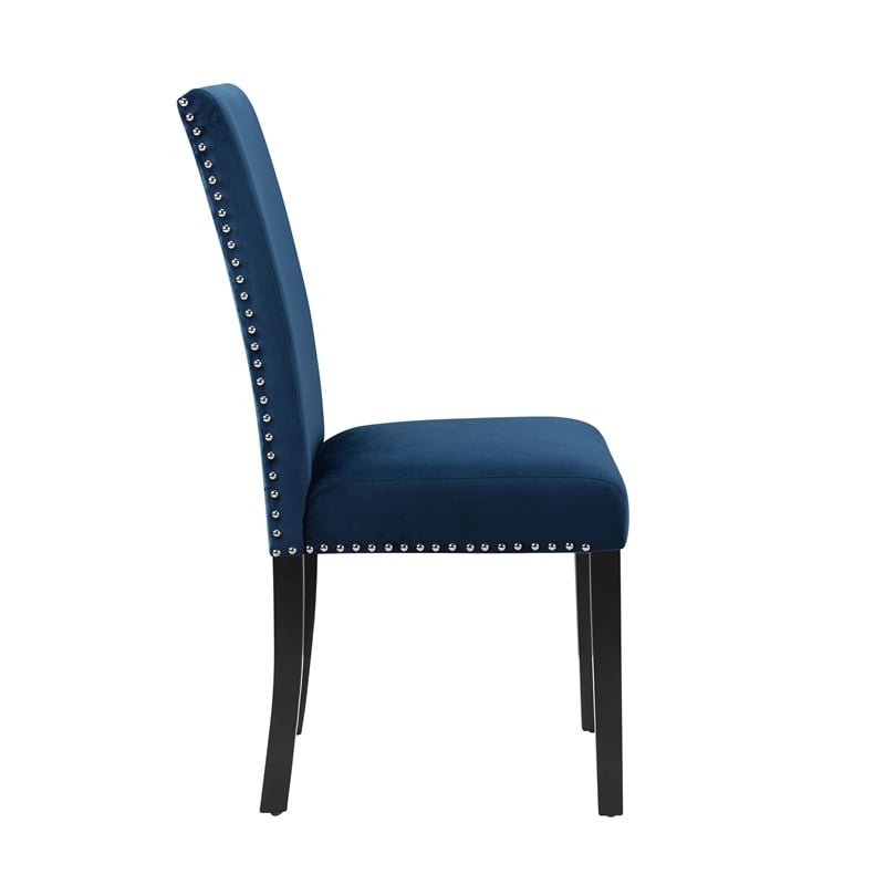 New Classic Furniture Celeste Faux Marble/Wood Dining Set w/ 4 Blue Chairs