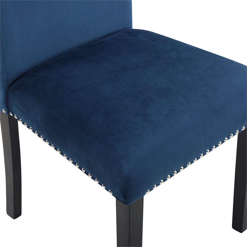 New Classic Furniture Celeste Faux Marble/Wood Dining Set w/ 4 Blue Chairs