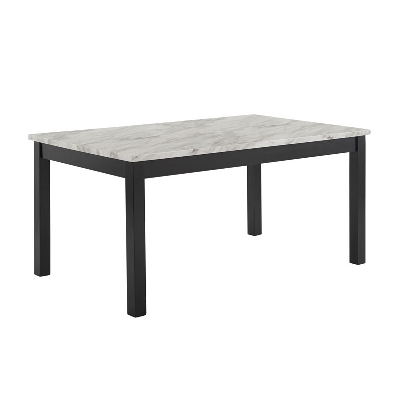 New Classic Furniture Celeste Faux Marble/Wood Dining Set w/ 4 Blue Chairs