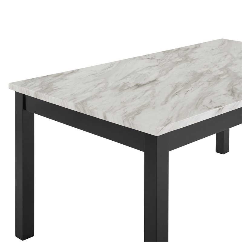 New Classic Furniture Celeste Faux Marble/Wood Dining Set w/ 4 Black Chairs