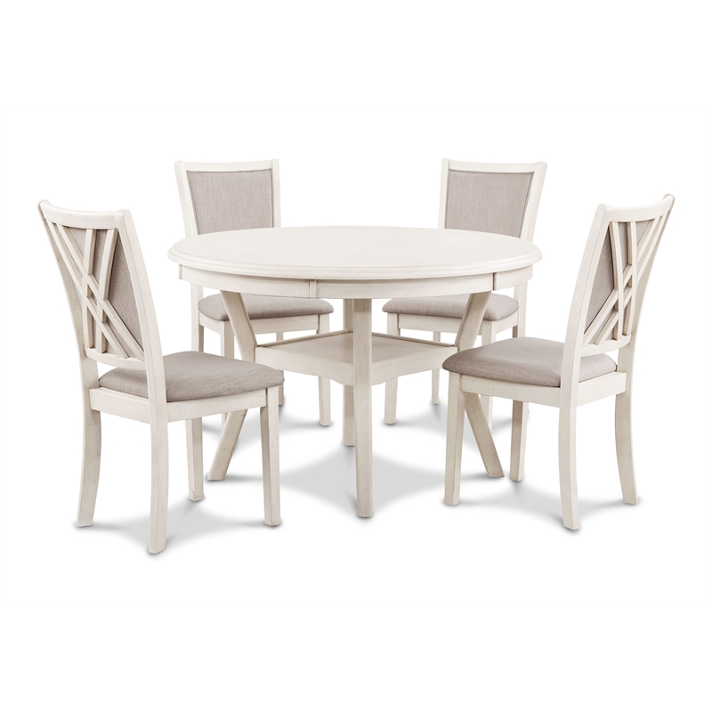 New Classic Furniture Amy 5-Piece Wood Dining Table Set in Bisque Beige