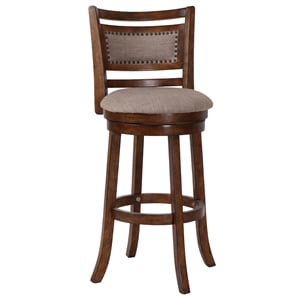 New Classic Furniture Aberdeen 29&quot Wood Swivel Bar Stool in Dark Brown