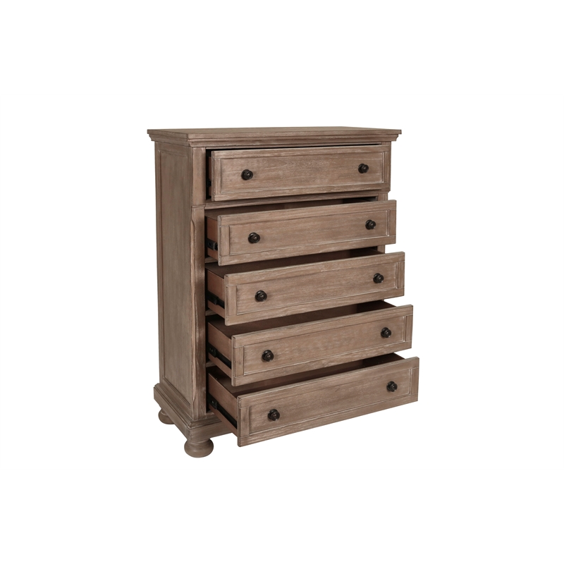 New Classic Furniture Allegra 5-Piece Wood King Bedroom Set in Pewter