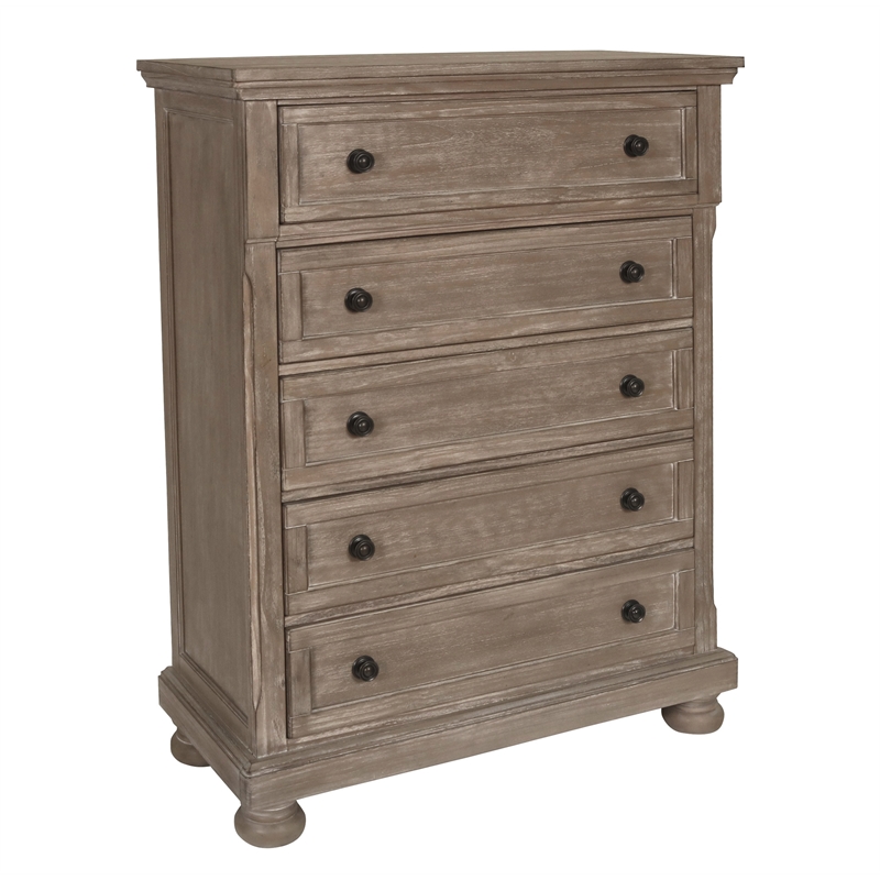 New Classic Allegra 4-Piece Wood Queen Bedroom Set with Chest in Pewter