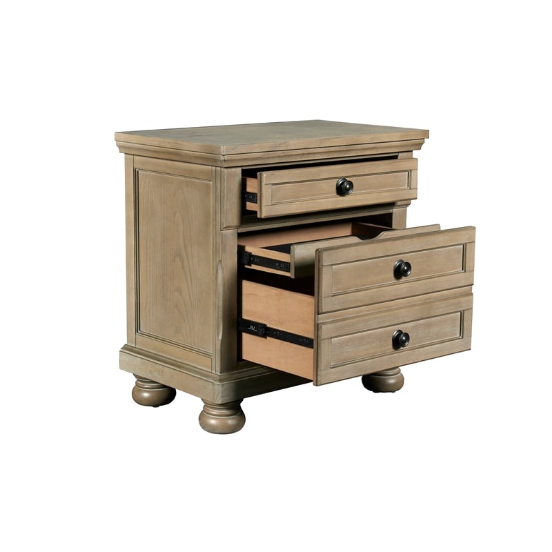 New Classic Allegra 4-Piece Wood Queen Bedroom Set with Nightstand in Pewter