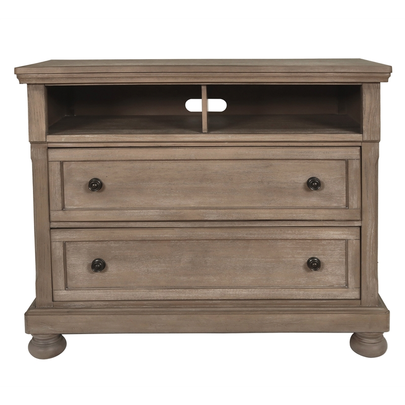 New Classic Furniture Allegra 2-Drawer Wood Media Console in Pewter