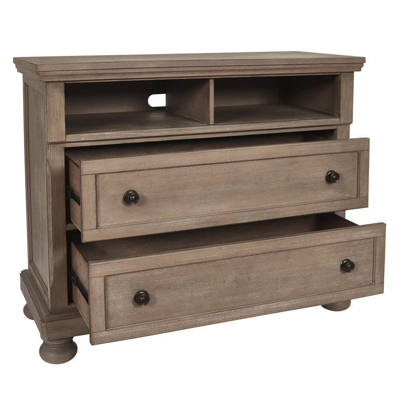 New Classic Furniture Allegra 2-Drawer Wood Media Console in Pewter