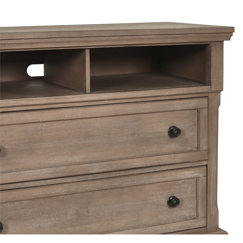 New Classic Furniture Allegra 2-Drawer Wood Media Console in Pewter