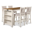 New Classic Furniture Amy 5-Piece Wood & Fabric Counter Set in Beige/Brown