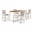 New Classic Furniture Amy 5-Piece Wood & Fabric Counter Set in Beige/Brown
