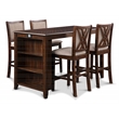 New Classic Furniture Amy 5-Piece Rectangle Wood & Fabric Counter Set in Cherry