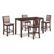 New Classic Furniture Amy 5-Piece Rectangle Wood & Fabric Counter Set in Cherry