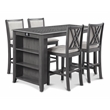 New Classic Furniture Amy 5-Piece Rectangle Wood & Fabric Counter Set in Gray