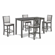 New Classic Furniture Amy 5-Piece Rectangle Wood & Fabric Counter Set in Gray