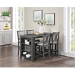 New Classic Furniture Amy 5-Piece Rectangle Wood & Fabric Counter Set in Gray