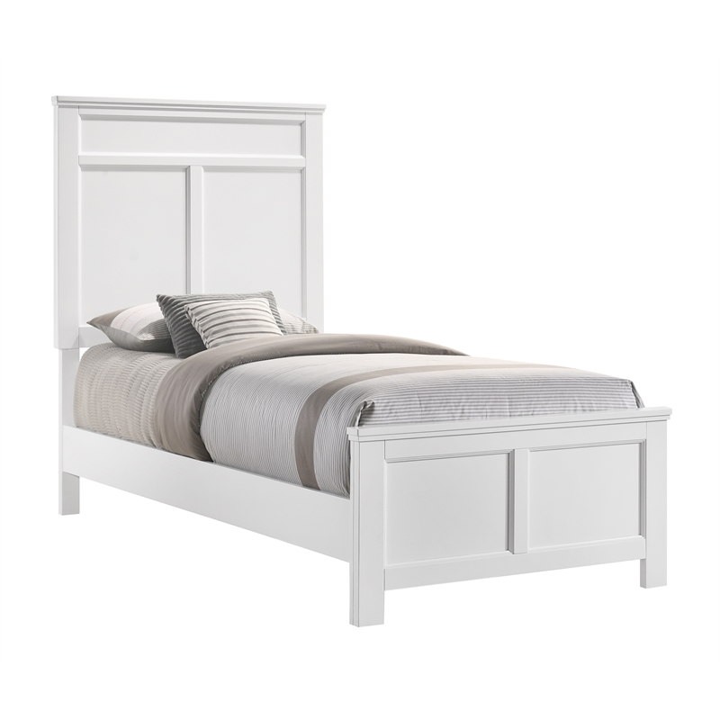 New Classic Furniture Andover Traditional Wood Twin Bed in White