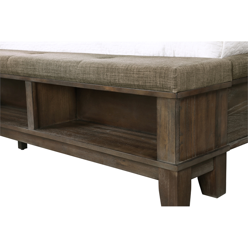 New Classic Furniture Cagney Traditional Wood & Fabric King Bed in Brown