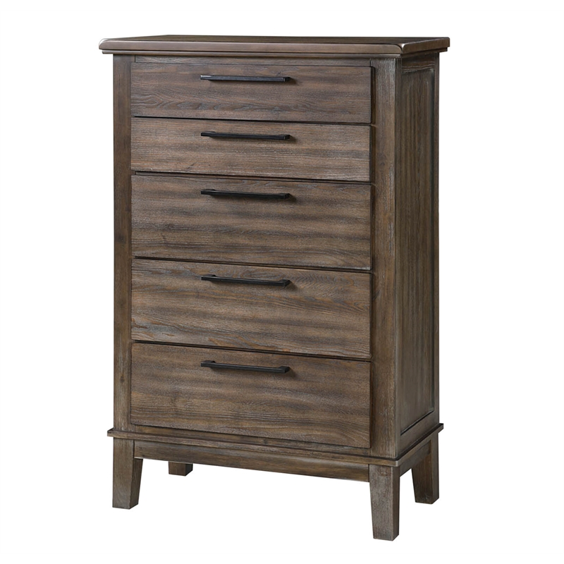 New Classic Cagney 4-Piece Wood Cal King Bedroom Set with Chest in Brown