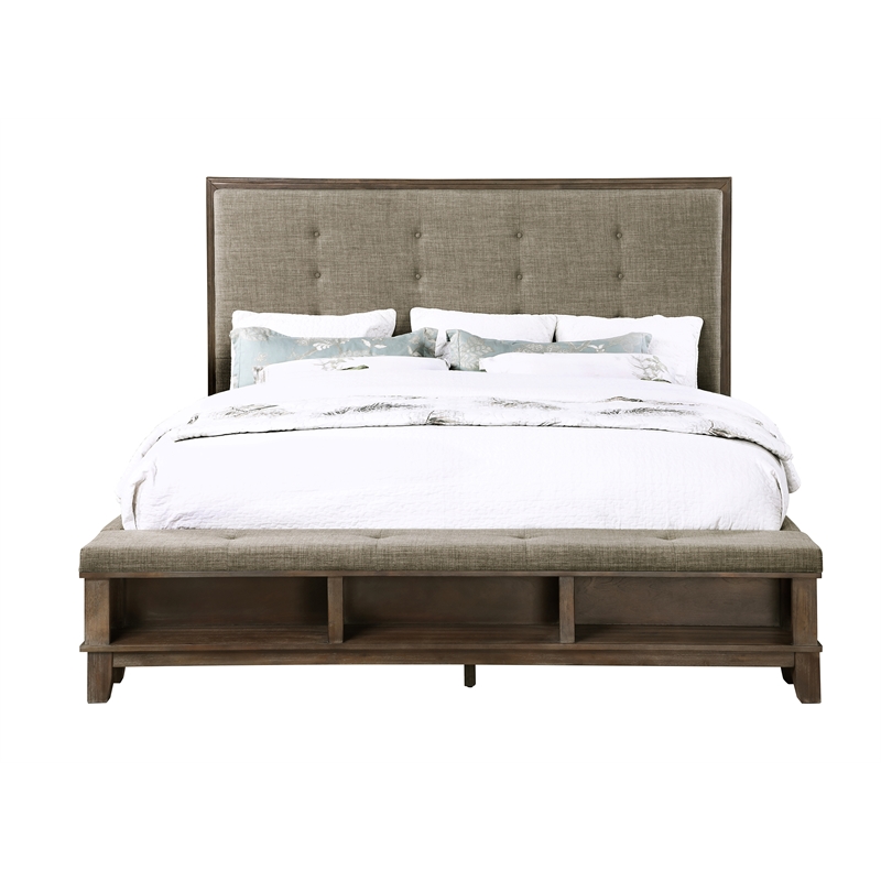 New Classic Cagney 4-Piece Wood Cal King Bedroom Set with Nightstand in Brown