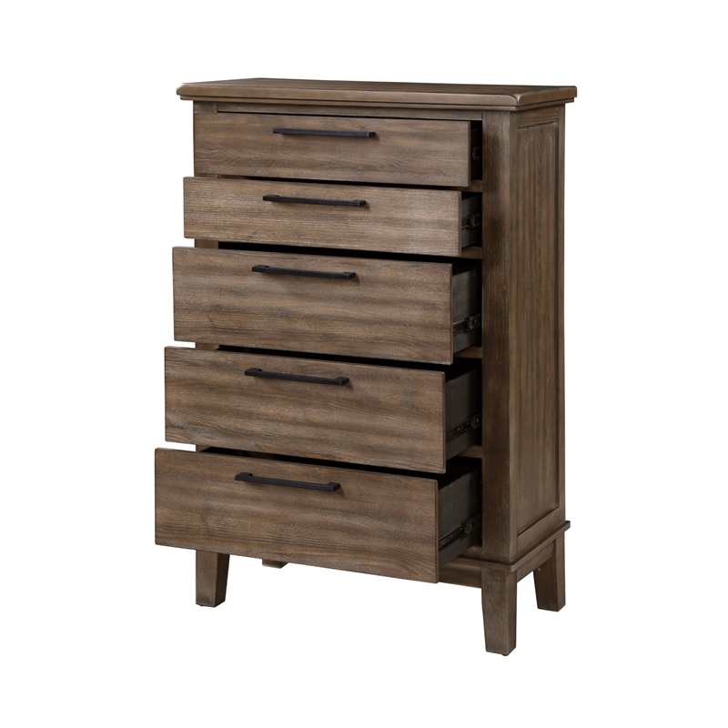 New Classic Cagney 5-Piece Wood California King Bedroom Set in Brown