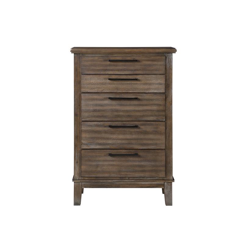 New Classic Cagney 4-Piece Wood Queen Bedroom Set with Chest in Brown