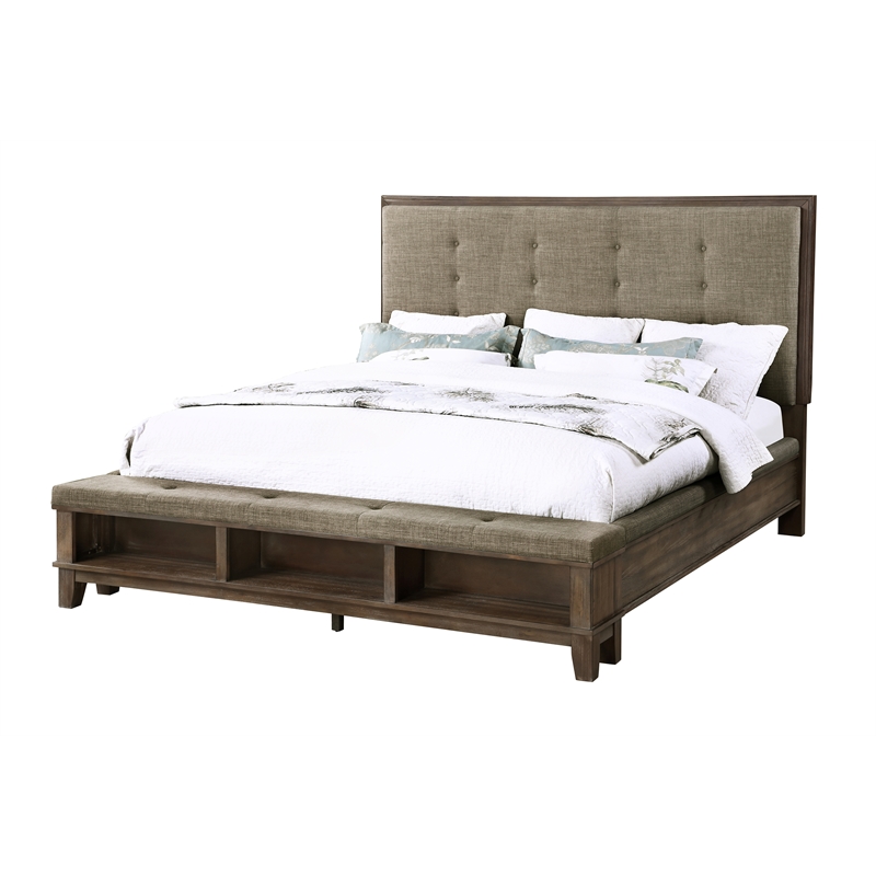 New Classic Cagney 4-Piece Wood Queen Bedroom Set with Nightstand in Brown