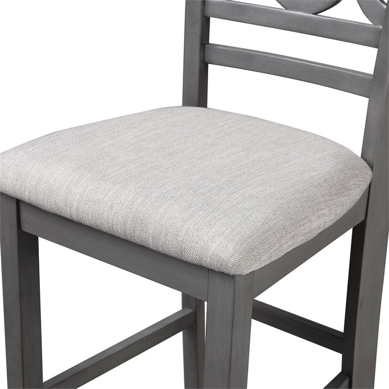New Classic Cori 5-Piece Round Wood Counter Table Set with 4 Chairs in Gray