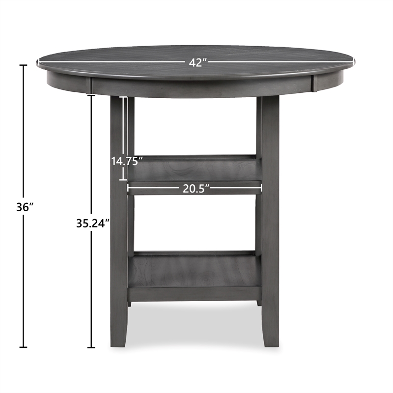 New Classic Cori 5-Piece Round Wood Counter Table Set with 4 Chairs in Gray