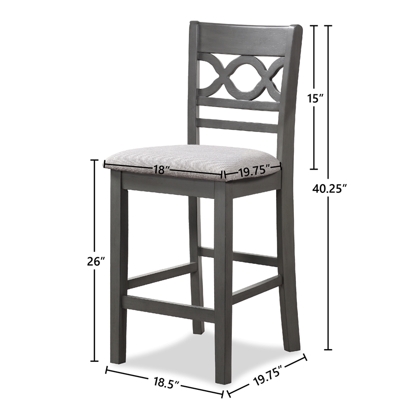 New Classic Cori 5-Piece Round Wood Counter Table Set with 4 Chairs in Gray