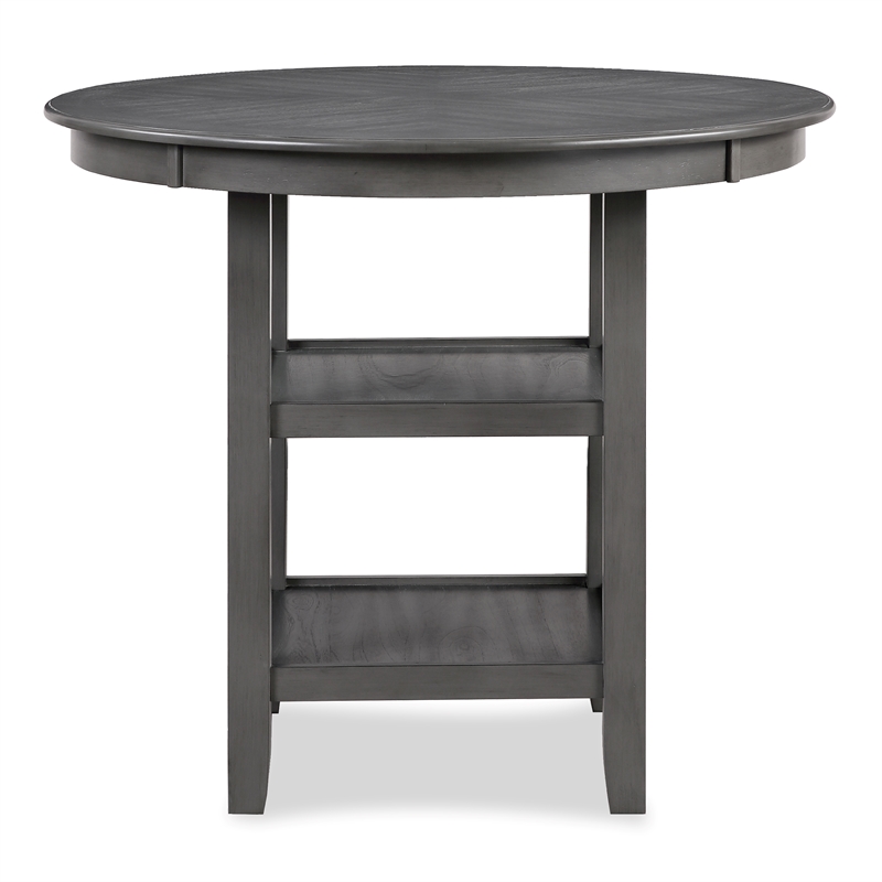 New Classic Cori 5-Piece Round Wood Counter Table Set with 4 Chairs in Gray