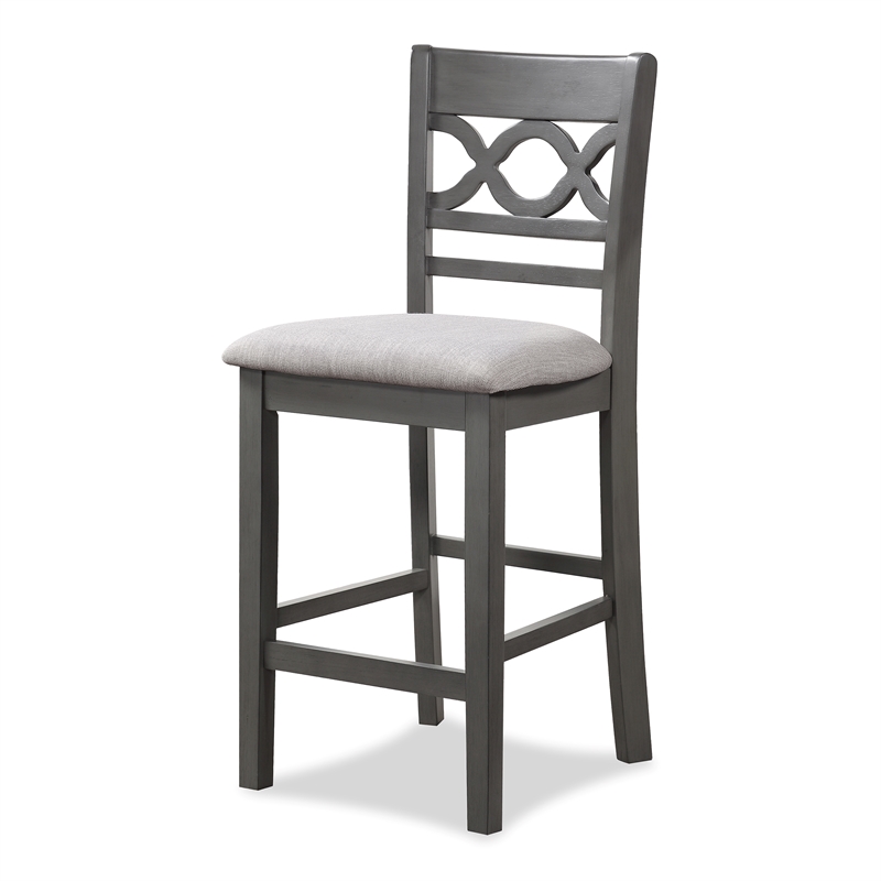New Classic Cori 5-Piece Round Wood Counter Table Set with 4 Chairs in Gray