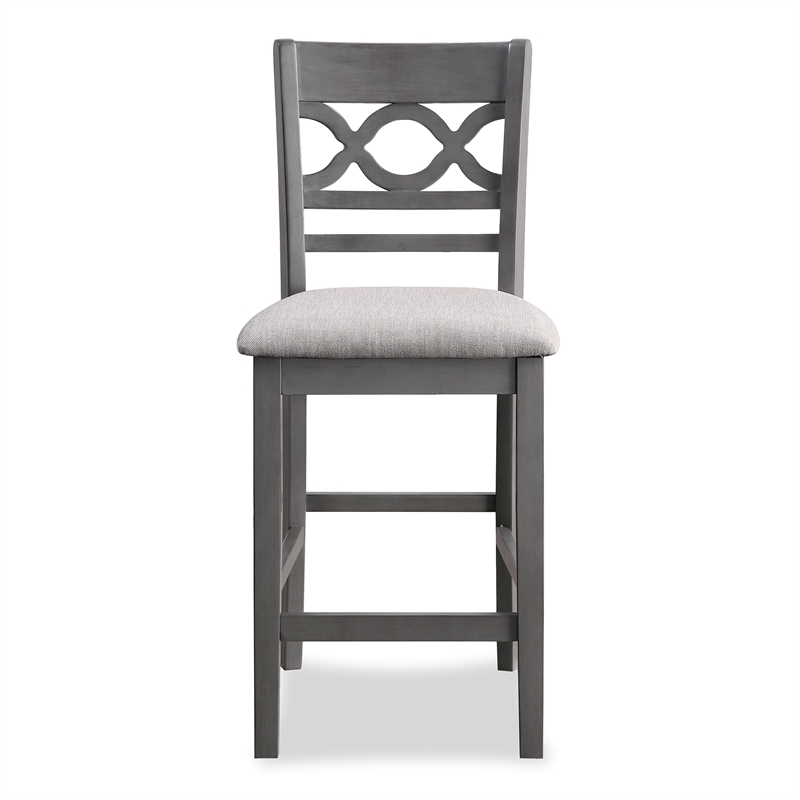 New Classic Cori 5-Piece Round Wood Counter Table Set with 4 Chairs in Gray