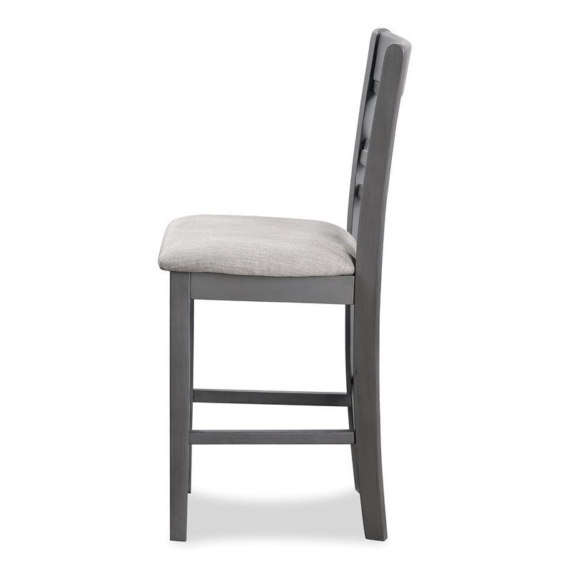 New Classic Cori 5-Piece Round Wood Counter Table Set with 4 Chairs in Gray