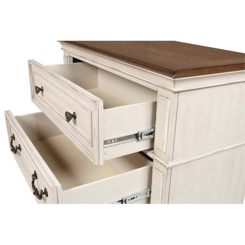 New Classic Furniture Anastasia 5-Piece Wood King Bedroom Set in Ant White