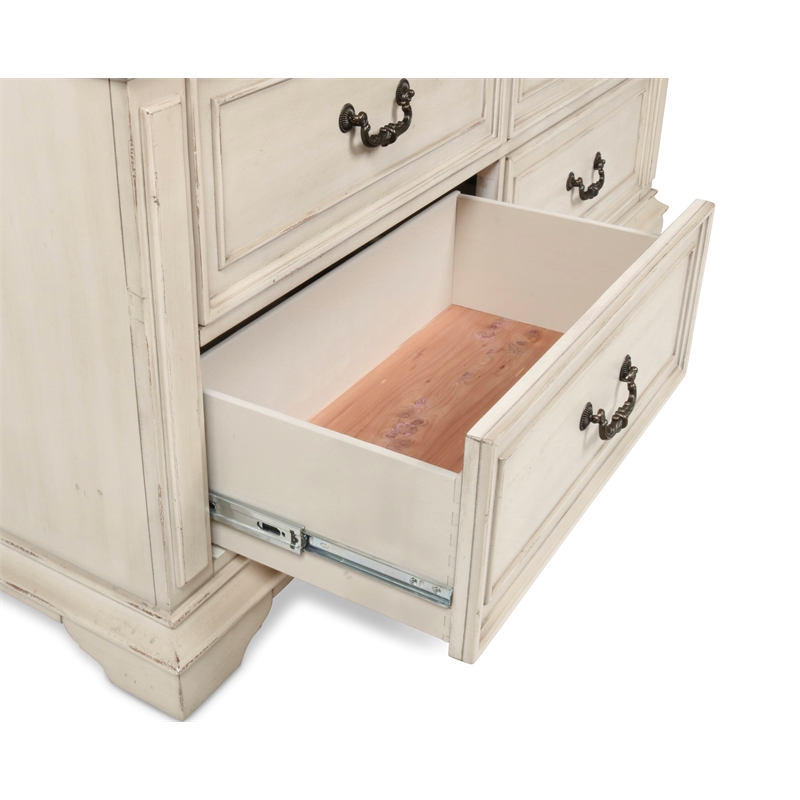 New Classic Furniture Anastasia 5-Piece Wood King Bedroom Set in Ant White