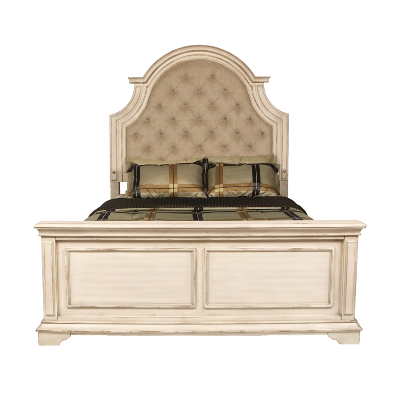 New Classic Furniture Anastasia 5-Piece Wood King Bedroom Set in Ant White