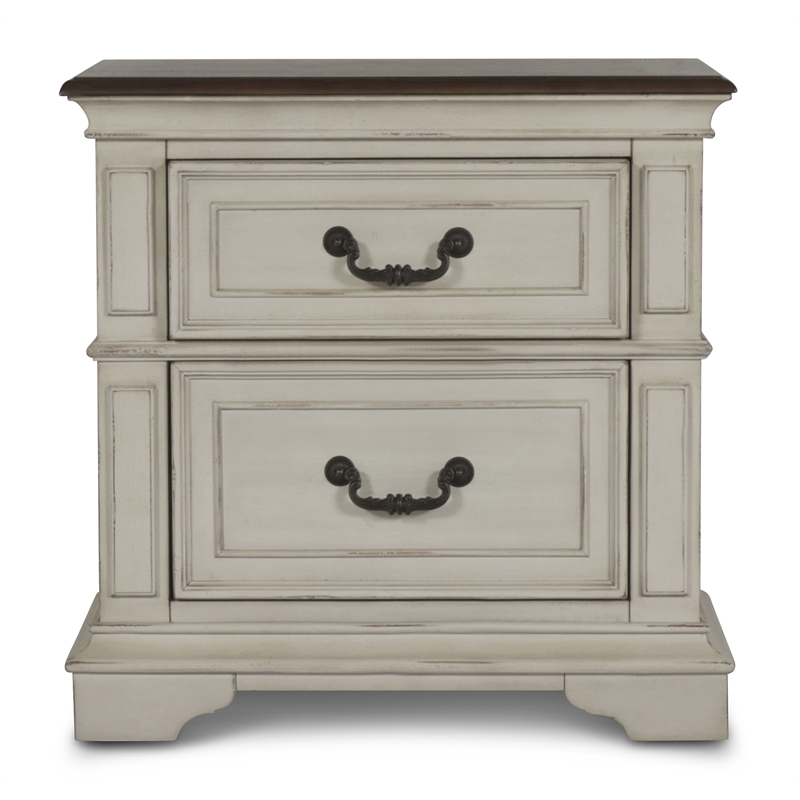 New Classic Anastasia 4PC Wood Cal King Bedroom Set with Nightstand in Ant White