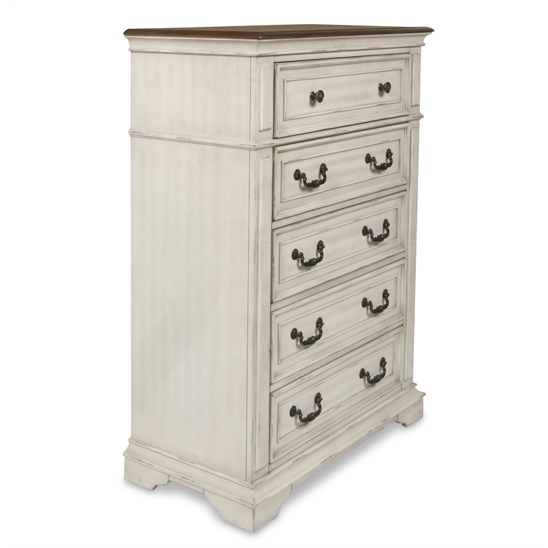 New Classic Anastasia 4-Piece Wood Queen Bedroom Set with Chest in Ant White