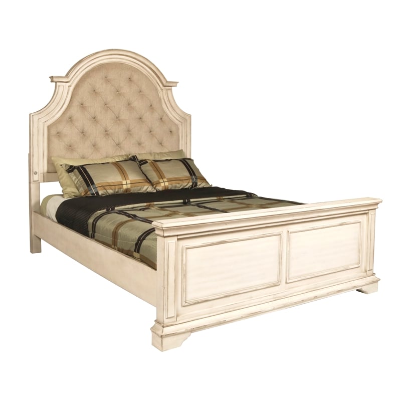 New Classic Anastasia 4-PC Wood Queen Bedroom Set with Nightstand in Ant White