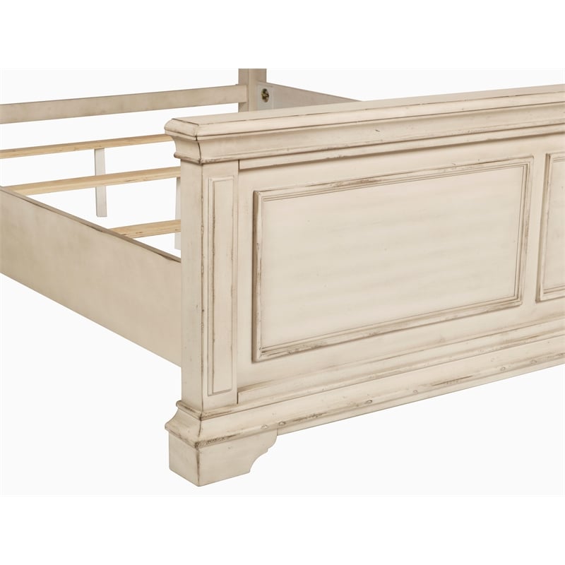 New Classic Anastasia 4-PC Wood Queen Bedroom Set with Nightstand in Ant White