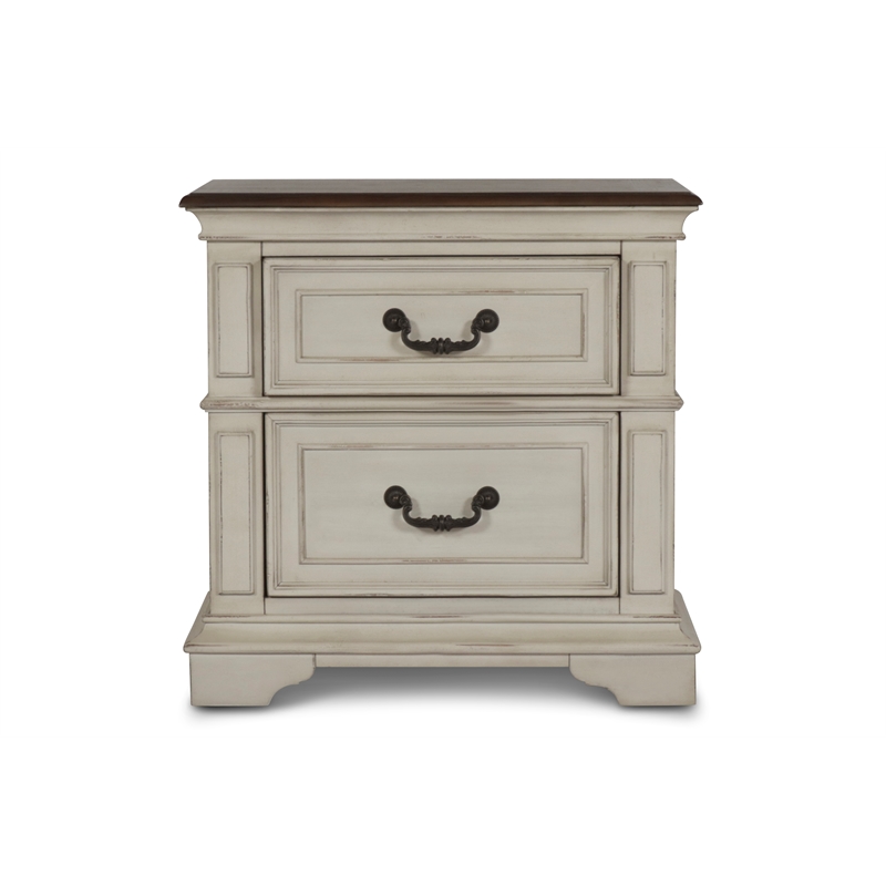 New Classic Anastasia 4-PC Wood Queen Bedroom Set with Nightstand in Ant White