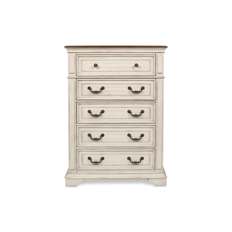 New Classic Furniture Anastasia 5-Piece Wood Queen Bedroom Set in Ant White