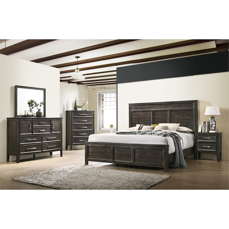 New Classic Andover 4-Piece Wood King Bedroom Set with Chest in Nutmeg