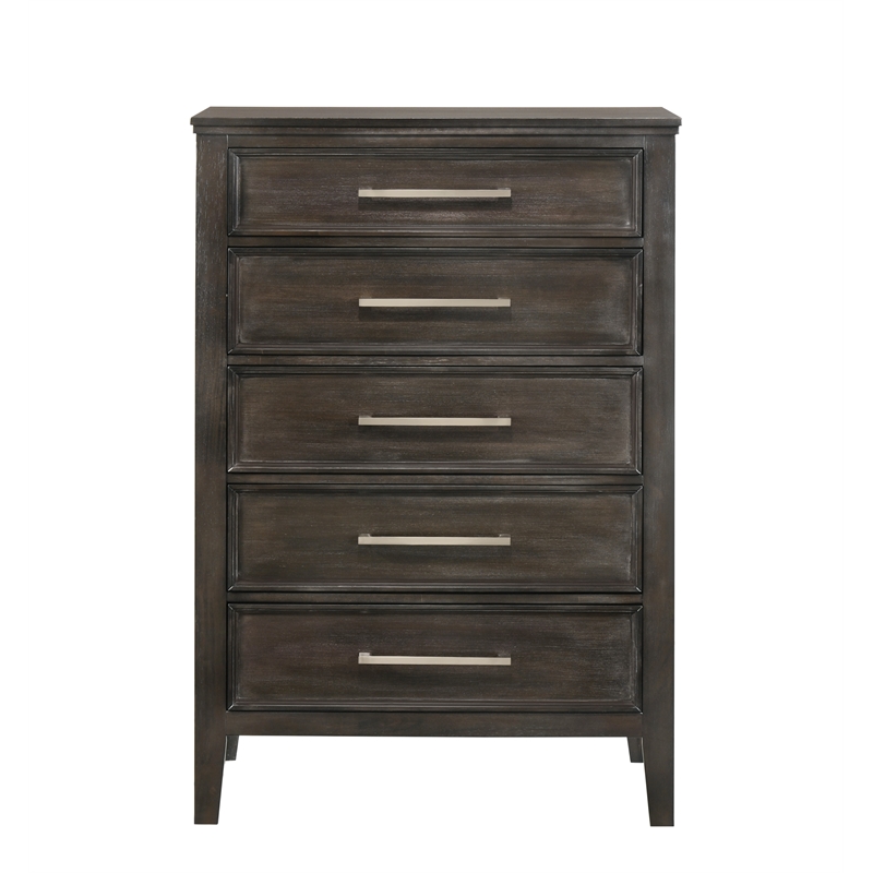 New Classic Furniture Andover 5-Piece Wood Queen Bedroom Set in Nutmeg