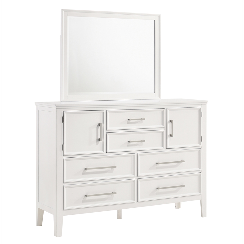 New Classic Andover 5-Piece Wood King Bedroom Set with 2 Nightstands in White