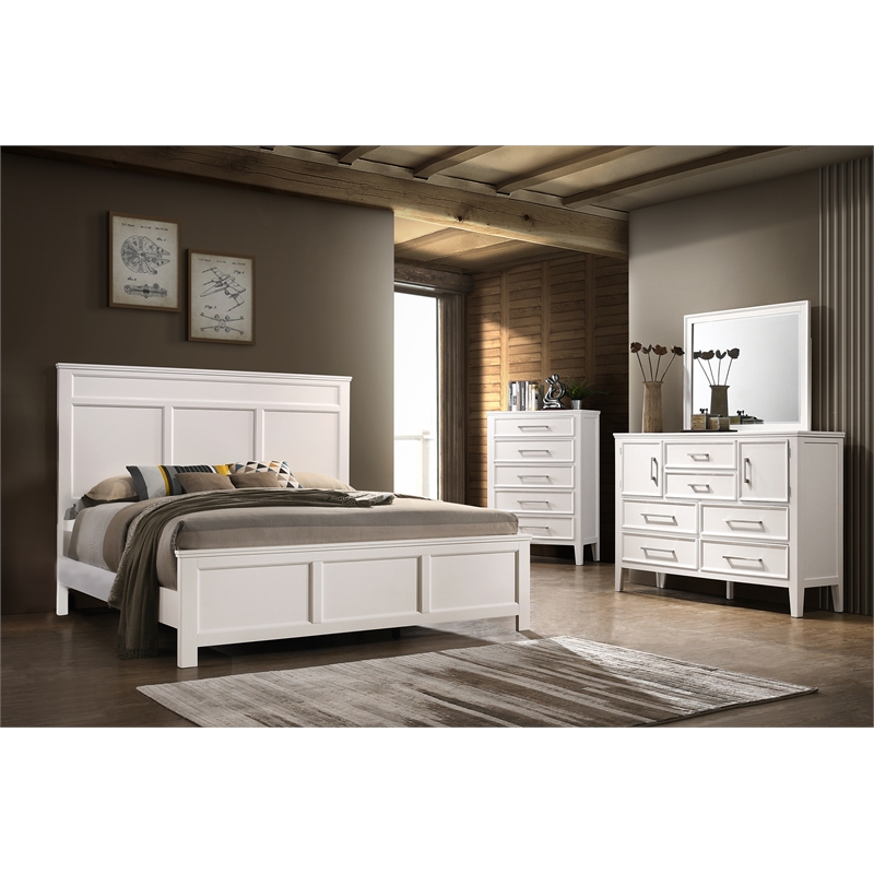 New Classic Andover 4-Piece Wood Cal King Bedroom Set with Chest in White