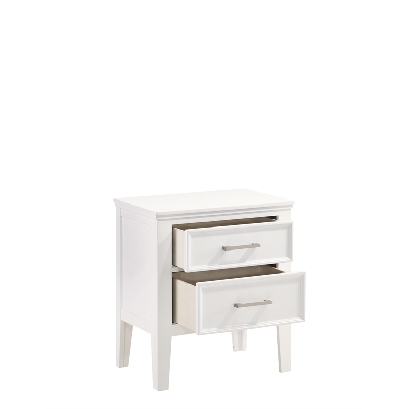 New Classic Andover 4-Piece Wood Cal King Bedroom Set with Nightstand in White